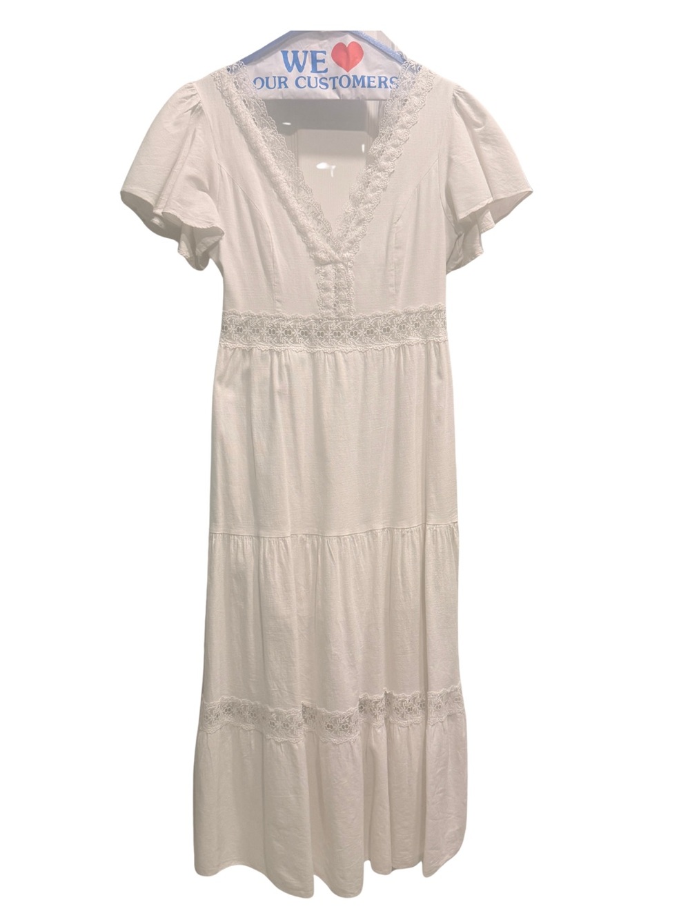 Petal & Pup Cream Maxi Dress with Lace Trim